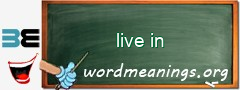 WordMeaning blackboard for live in